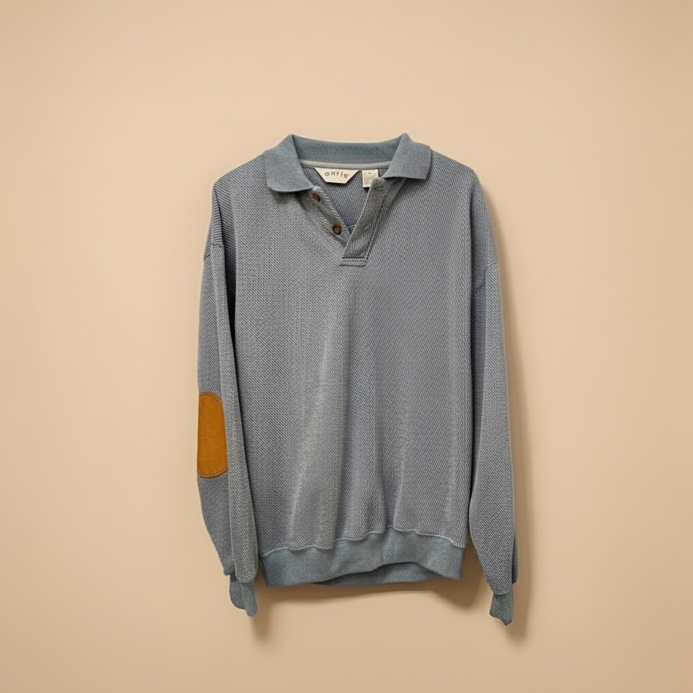 Orvis Grandpacore Cottagecore Old Money Men's Pullover with Tan Elbow Patches - Picture 1 of 9